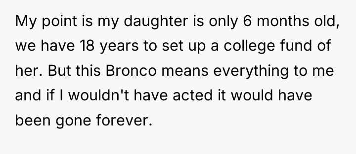 My point is my daughter is only 6 months old,...