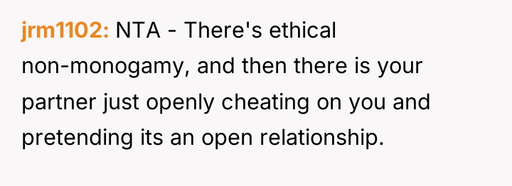 jrm1102 NTA - There's ethical non-monogamy, and then there is...