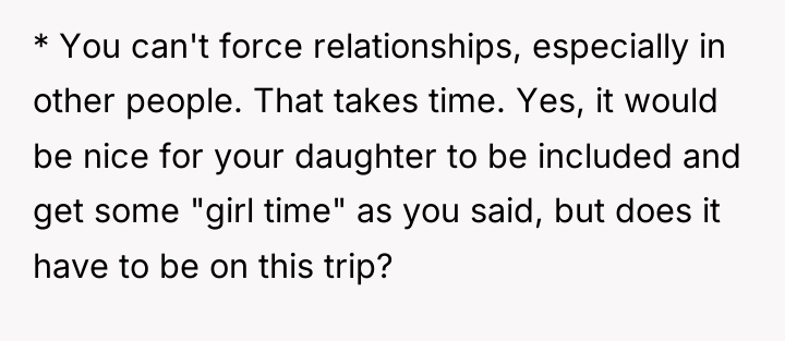 * You can't force relationships, especially in other people. That...