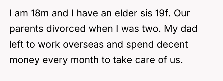 I am 18m and I have an elder sis 19f....