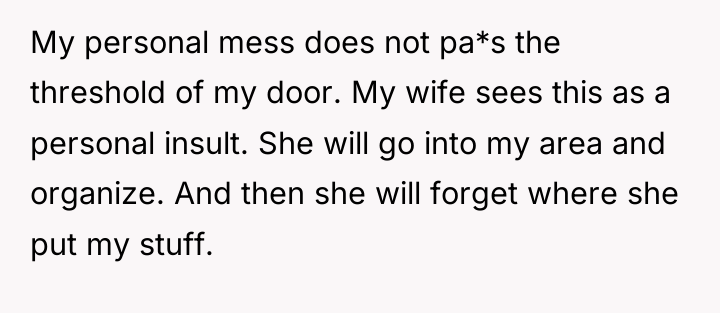 My personal mess does not pa*s the threshold of my...