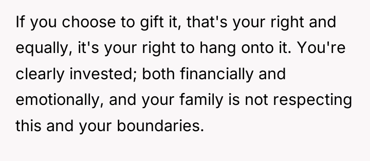 If you choose to gift it, that's your right and...
