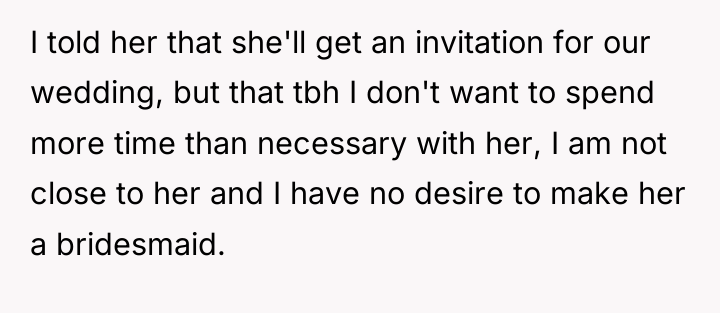 I told her that she'll get an invitation for our...