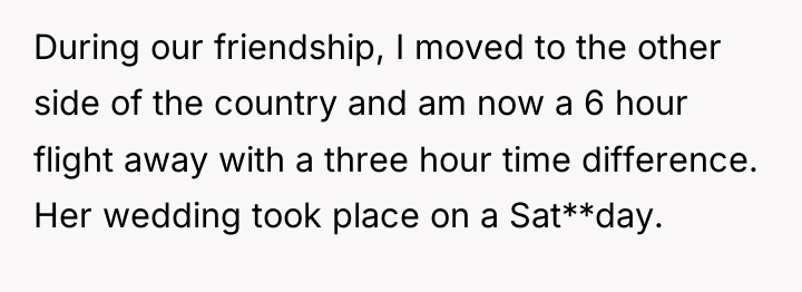 During our friendship, I moved to the other side of...