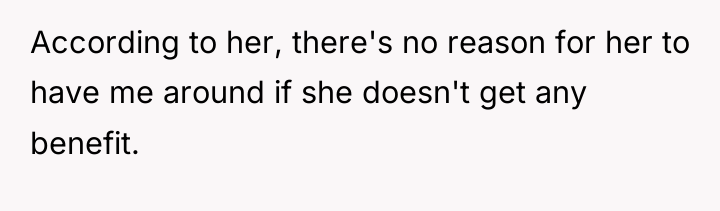 According to her, there's no reason for her to have...