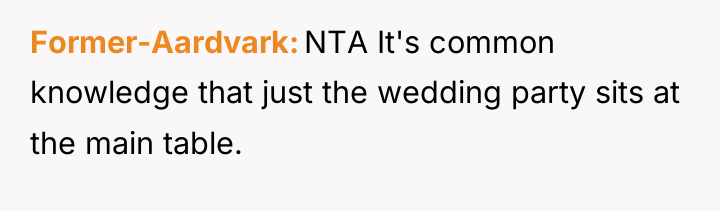Former-Aardvark NTA It's common knowledge that just the wedding party...