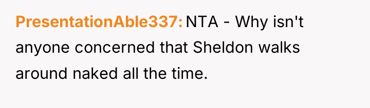 PresentationAble337 NTA - Why isn't anyone concerned that Sheldon walks...