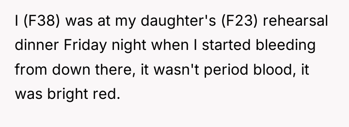 I (F38) was at my daughter's (F23) rehearsal dinner Friday...