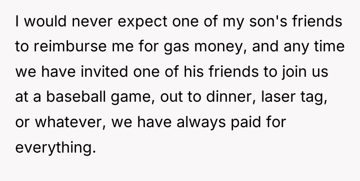 I would never expect one of my son's friends to...