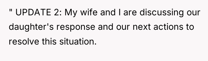 " UPDATE 2: My wife and I are discussing our...