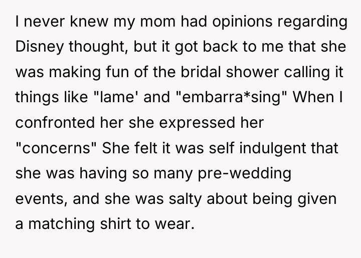I never knew my mom had opinions regarding Disney thought,...