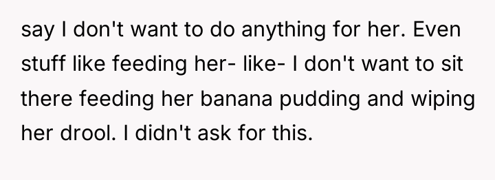 say I don't want to do anything for her. Even...
