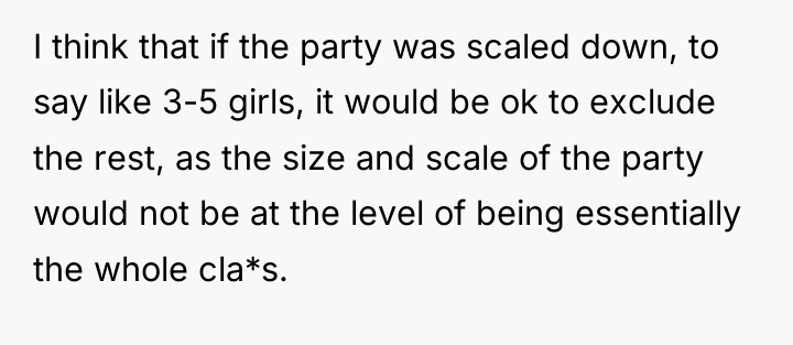 I think that if the party was scaled down, to...