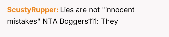 ScustyRupper Lies are not "innocent mistakes" NTA Boggers111: They