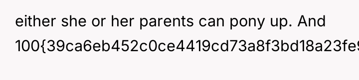 either she or her parents can pony up. And 100{39ca6eb452c0ce4419cd73a8f3bd18a23fe95ab4febb092bc2ab1b542eeea82f},