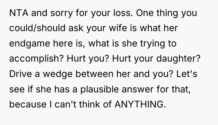 NTA and sorry for your loss. One thing you could/should...