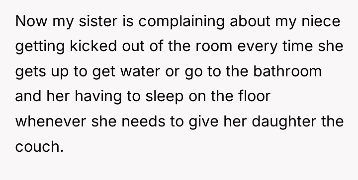 Now my sister is complaining about my niece getting kicked...