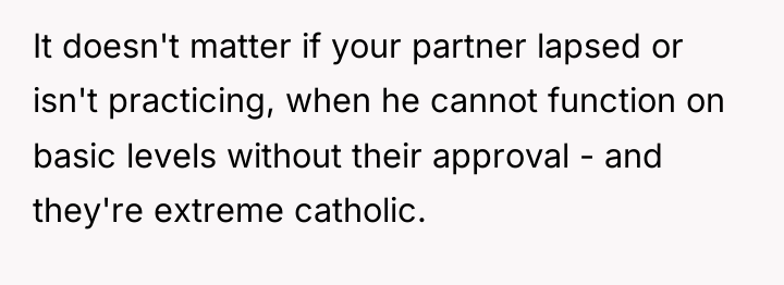 It doesn't matter if your partner lapsed or isn't practicing,...
