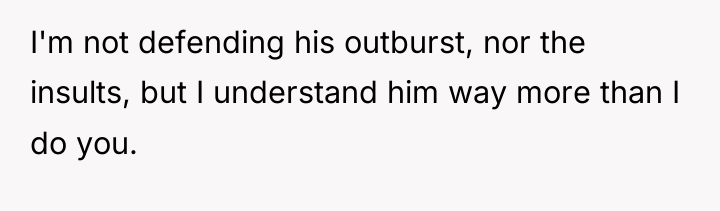 I'm not defending his outburst, nor the insults, but I...