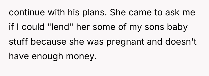 continue with his plans. She came to ask me if...