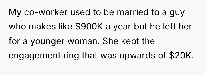 My co-worker used to be married to a guy who...