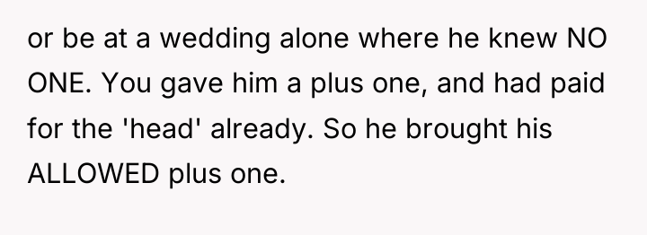 or be at a wedding alone where he knew NO...