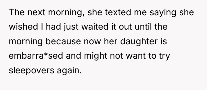 The next morning, she texted me saying she wished I...