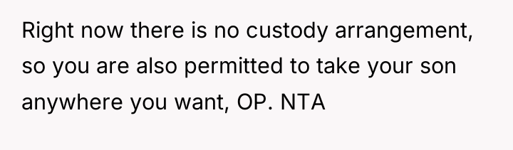 Right now there is no custody arrangement, so you are...