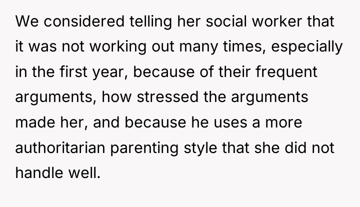 We considered telling her social worker that it was not...