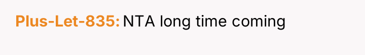 Plus-Let-835 NTA long time coming