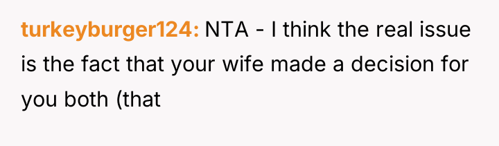 turkeyburger124 NTA - I think the real issue is the...