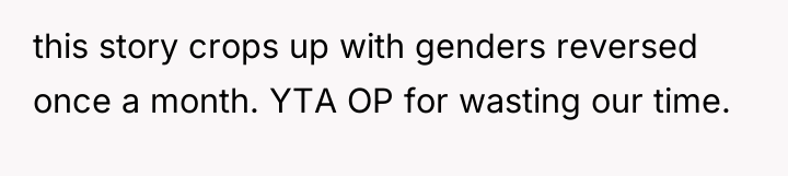 this story crops up with genders reversed once a month....