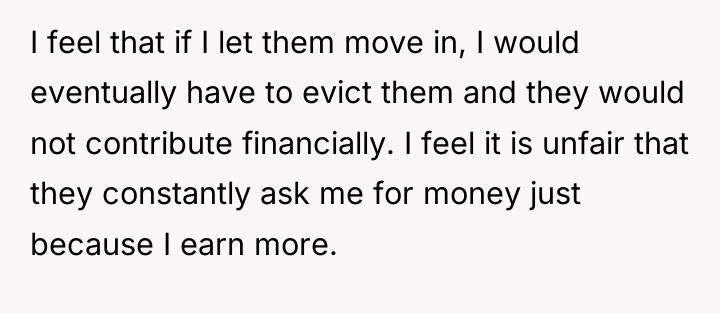 I feel that if I let them move in, I...