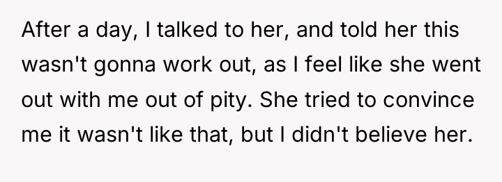 After a day, I talked to her, and told her...