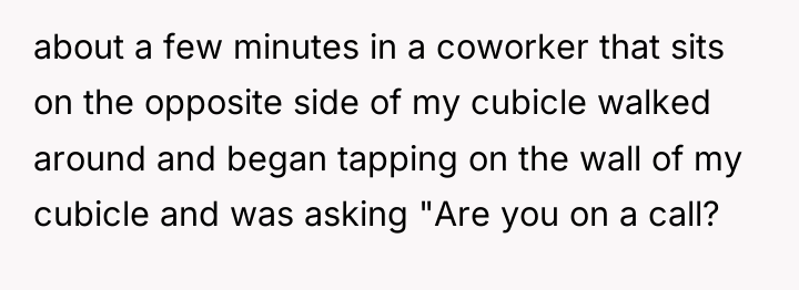about a few minutes in a coworker that sits on...