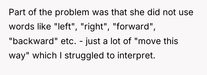 Part of the problem was that she did not use...
