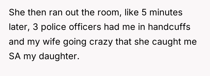 She then ran out the room, like 5 minutes later,...
