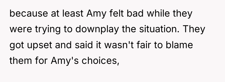 because at least Amy felt bad while they were trying...