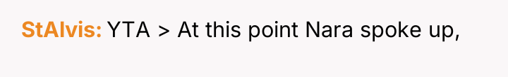 StAlvis YTA > At this point Nara spoke up,