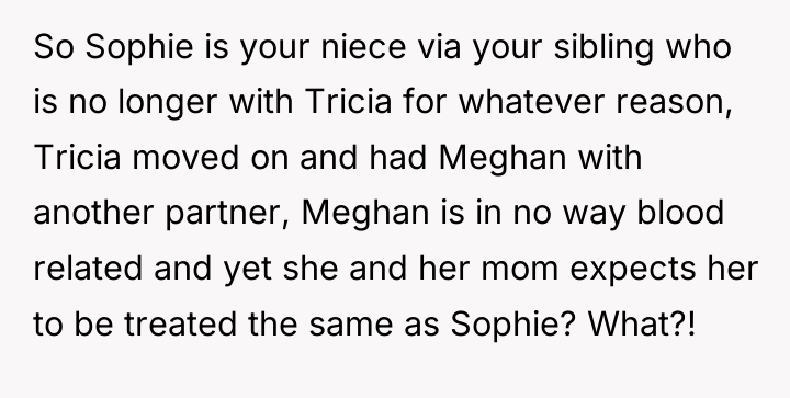 So Sophie is your niece via your sibling who is...