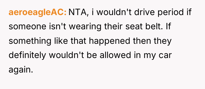 aeroeagleAC NTA, i wouldn't drive period if someone isn't wearing...
