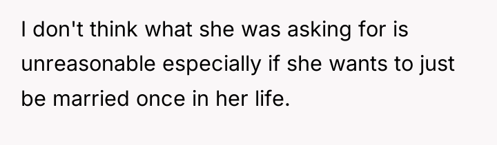 I don't think what she was asking for is unreasonable...