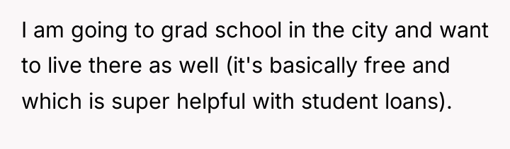 I am going to grad school in the city and...