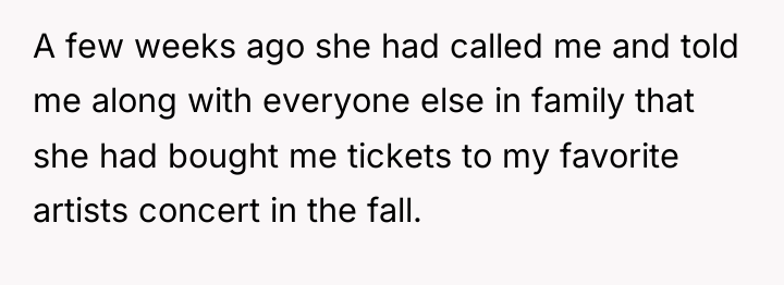 A few weeks ago she had called me and told...