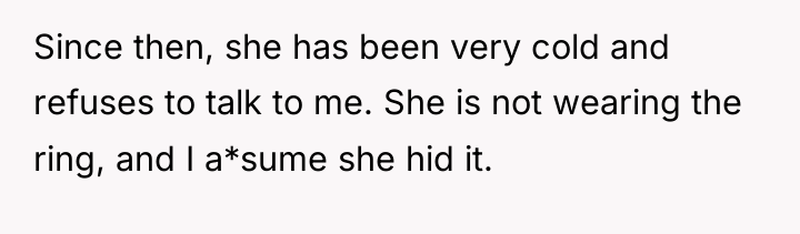 Since then, she has been very cold and refuses to...