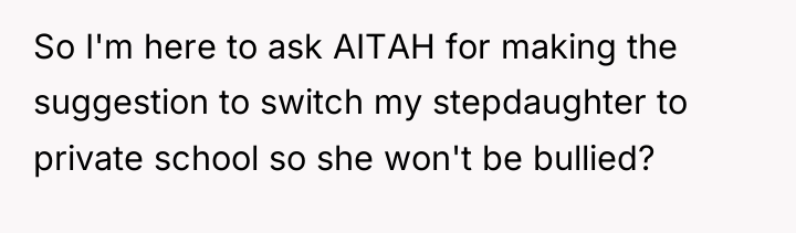 So I'm here to ask AITAH for making the suggestion...