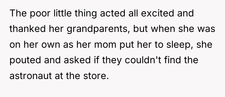 The poor little thing acted all excited and thanked her...