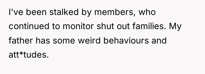 I've been stalked by members, who continued to monitor shut...