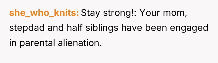 she_who_knits Stay strong!: Your mom, stepdad and half siblings have...