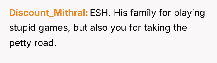Discount_Mithral ESH. His family for playing stupid games, but also...
